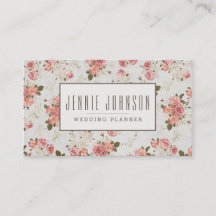 Rosa Rosen Vintage-Blumenmuster Visitenkarte