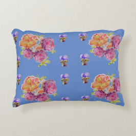 Rosa Rosen Violet Blau Shabby Blumendekissen Kisse Dekokissen