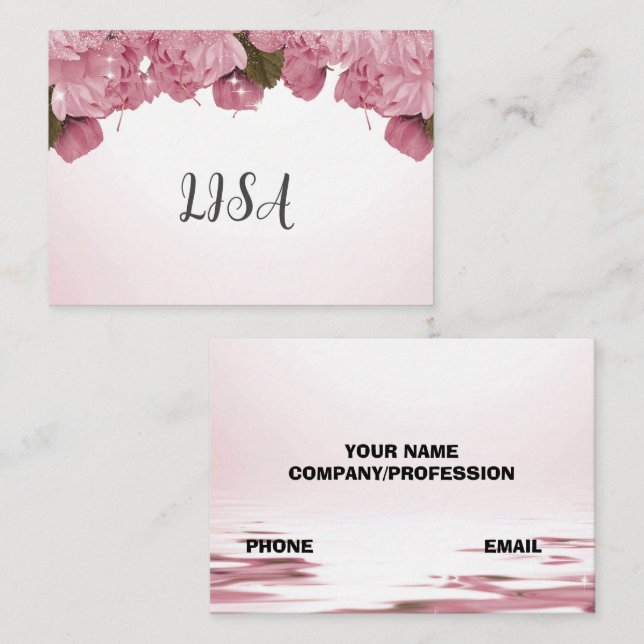 rosa Rosen Visitenkarte (Vorne/Hinten)