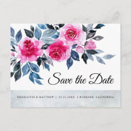 Rosa Rosen Wasserfarbe Botanisch Save the Date Ankündigungspostkarte