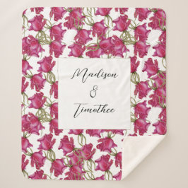 Rosa Rosen Wasserfarbe Mit Monogramm Handgestriche Sherpadecke