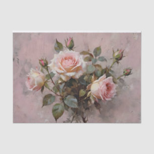 Rosa Rosen Wasserfarben-Decoupage Seidenpapier