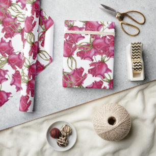 Rosa Rosen Wasserfarbmuster handbemalt Geschenkpapier