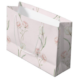 Rosa Rosen Weiße Tulpen Brautparty Große Geschenktüte