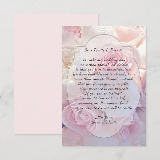 Rosa Rosen wünschen gute Hochzeitskarten Einladung (Vorne/Hinten)