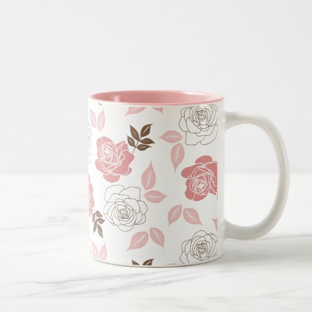 Rosa Rosen Zweifarbige Tasse (Rechts)