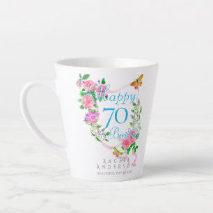 Rosa Rosenband 70. Geburtstag Milchtasse