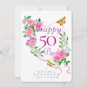 Rosa Rosenband Geburtstag Feiertagskarte