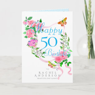 Rosa Rosenband Geburtstag Feiertagskarte