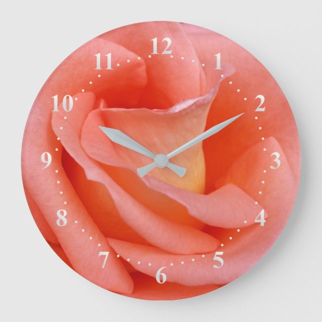 Rosa Rosenblätter Große Wanduhr (Vorderseite)