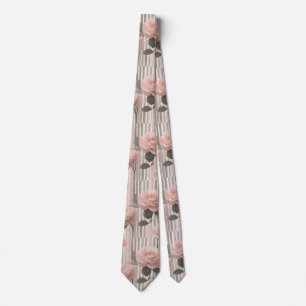 Rosa Rosenblüte und Streifen, Vintage-Look Krawatte