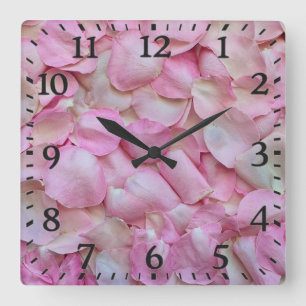 Rosa Rosenblüten Muster-31940 Quadratische Wanduhr