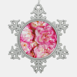 Rosa Rosenblüten Weihnachtsschmuck Schneeflocken Zinn-Ornament