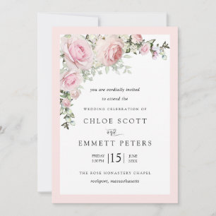 Rosa Rosenblütenhochzeit Einladung