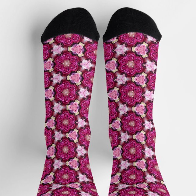 Rosa Rosenblütenmuster Socken (Oben)