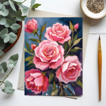 Rosa Rosenbouquet Gemalt
