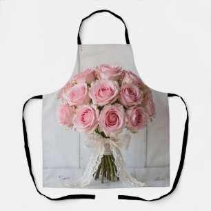 Rosa Rosenbouquet Perlenstickerei Romantisch Schürze