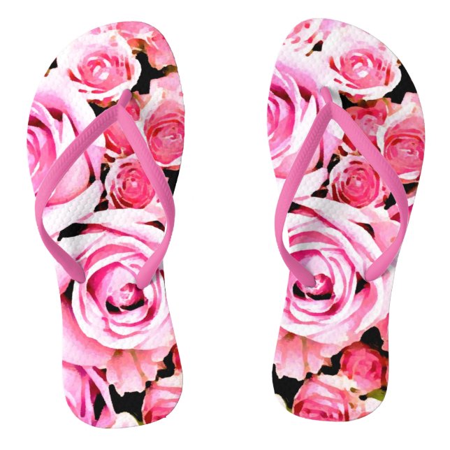 Rosa Rosenbukett Flip Flops (Fußbett)