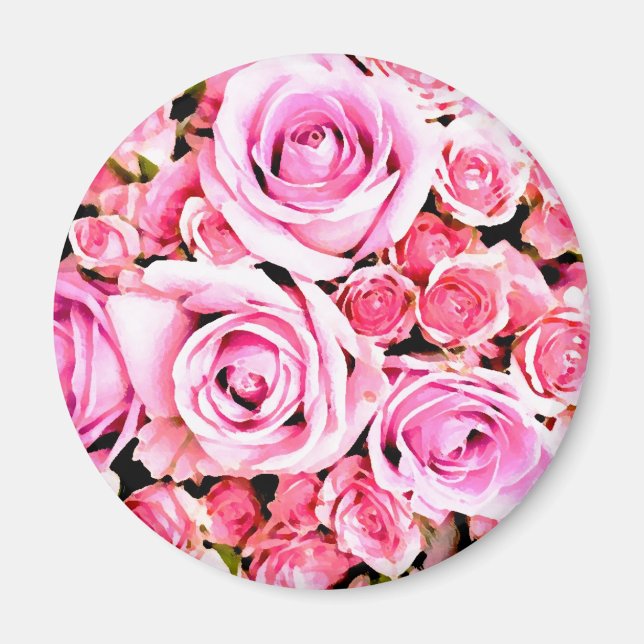 Rosa Rosenbukett Magnet (Vorne)