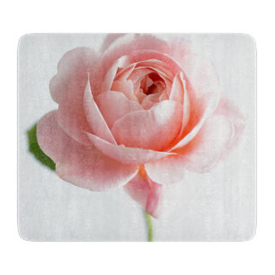 Rosa Rosendekor Schneidebrett