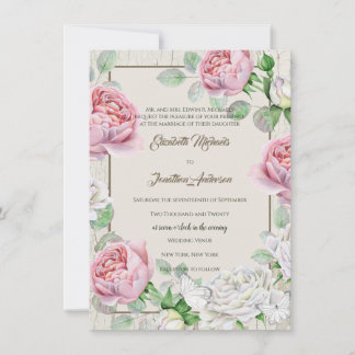Rosa Rosengarten-Hochzeit Einladung