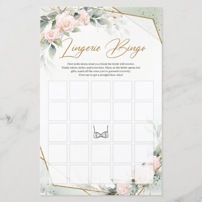 Rosa Rosengrün Aquarell Goldgräber Bingo (Vorderseite)