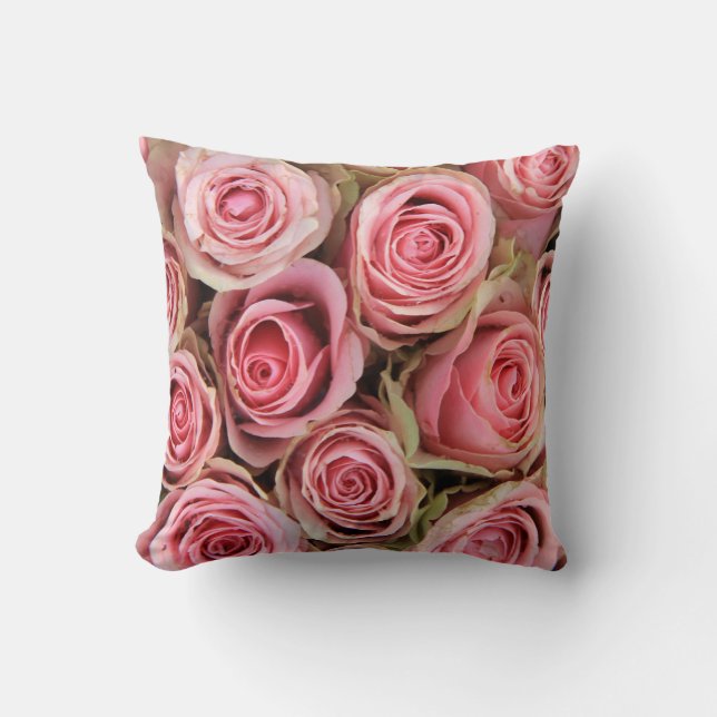 Rosa Rosenkissen Kissen (Vorderseite)