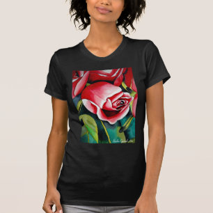 Rosa Rosenknospe Aquarellmalerei Blume T-Shirt
