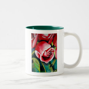 Rosa Rosenknospe Aquarellmalerei Blume Zweifarbige Tasse