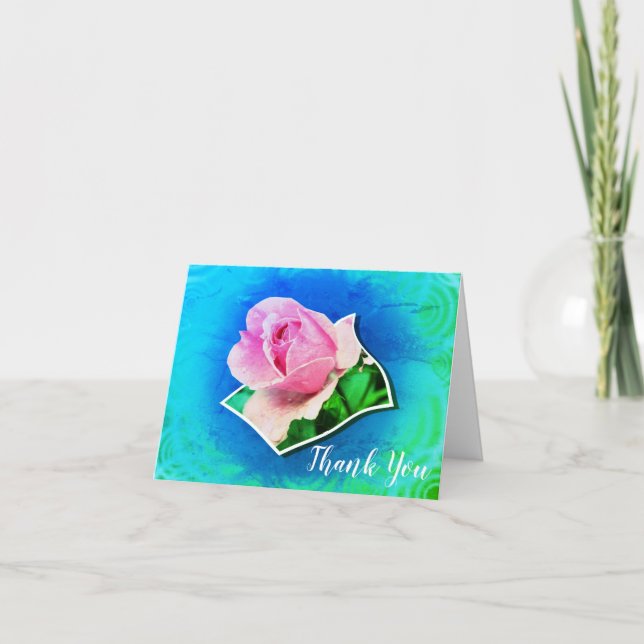 Rosa Rosenknospe Blumen Art Dankeschön Karte (Vorderseite)