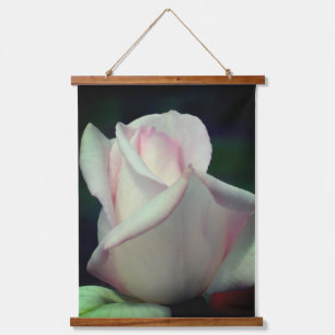 Rosa Rosenknospe Blumen Wandteppich Mit Holzrahmen