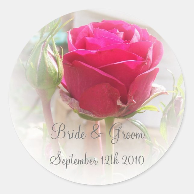 Rosa Rosenknospe Braut und Aufkleber (Vorderseite)