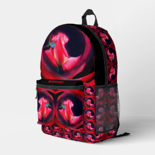 Rosa Rosenknospe floral Abstrakt Personalisiert Bedruckter Rucksack