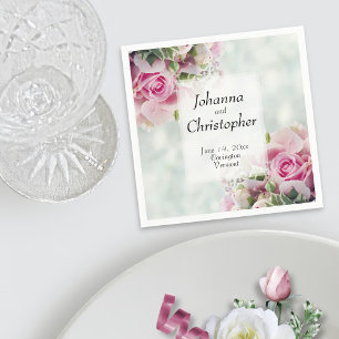 Rosa Rosenknospe und Peonies Elegante Hochzeit Serviette
