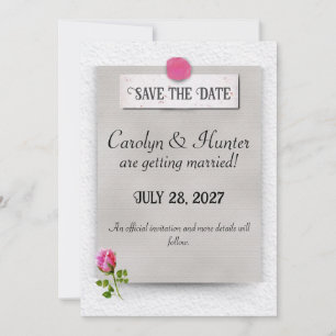 Rosa Rosenknospe Wedding Ankündigung Save the Date