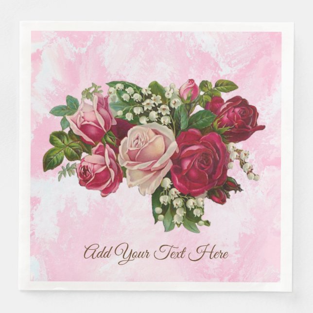 Rosa Rosenlilie des Tales Floral Romantisch Serviette (Vorderseite)