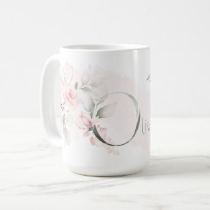 Rosa Rosenmonogramm-Letter O Kaffeetasse