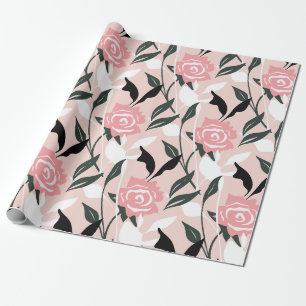 Rosa Rosenmuster Geschenkpapier
