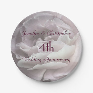 Rosa Rosenpapier Teller, 4. Hochzeitstag Pappteller
