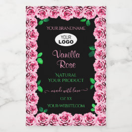Rosa Rosenrahmen Elegantes Logo für die schwarzen Lebensmitteletikett