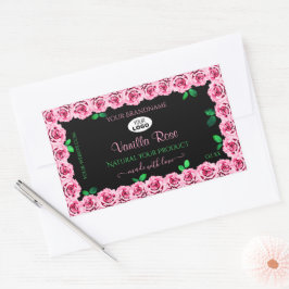 Rosa Rosenrahmen Elegantes Logo für die schwarzen Rechteckiger Aufkleber