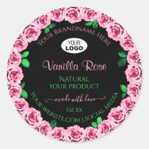 Rosa Rosenrahmen Elegantes Logo für die schwarzen 