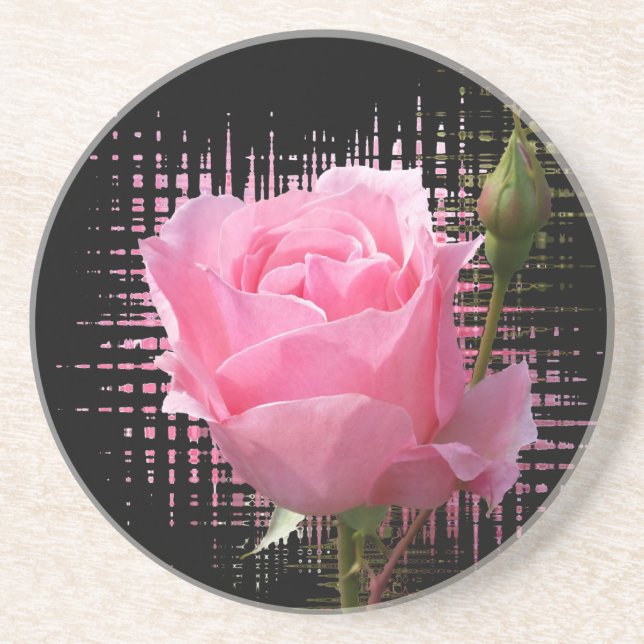 Rosa Rosenspritze Getränkeuntersetzer (Vorne)