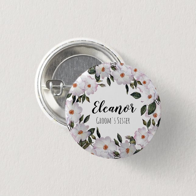 Rosa Roses Ballerina Hochzeit der Flora Button (Vorne & Hinten)