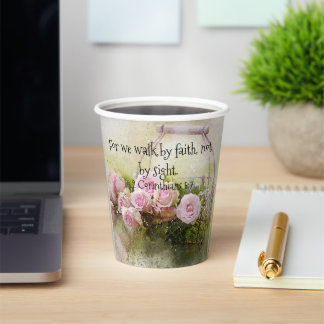Rosa Roses Blumenpapier Cup Glaubenslehre Pappbecher