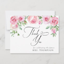 Rosa Roses Blush Brautparty | Vielen Dank Dankeskarte