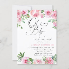 Rosa Roses Blush Kinderdusche Einladung
