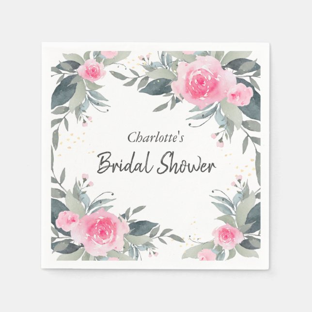 Rosa Roses Brautparty Napkins Serviette (Vorderseite)