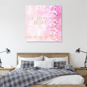 Rosa Roses Damask Grunge - Wrapped Canvas Leinwanddruck