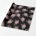 Rosa Roses Dark Floral Pattern Shabby Chic Party Geschenkpapier<br><div class="desc">Sonderverpackungspapier</div>
